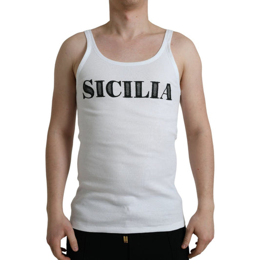 Dolce & Gabbana Elegant White Cotton Tank T-Shirt Dolce & Gabbana Gray