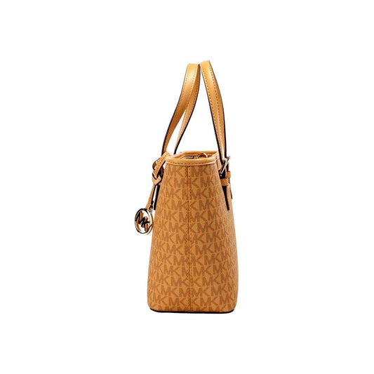 Michael Kors Jet Set Cider PVC Leather XS Carryall Top Zip Tote Bag Purse Michael Kors Chocolate
