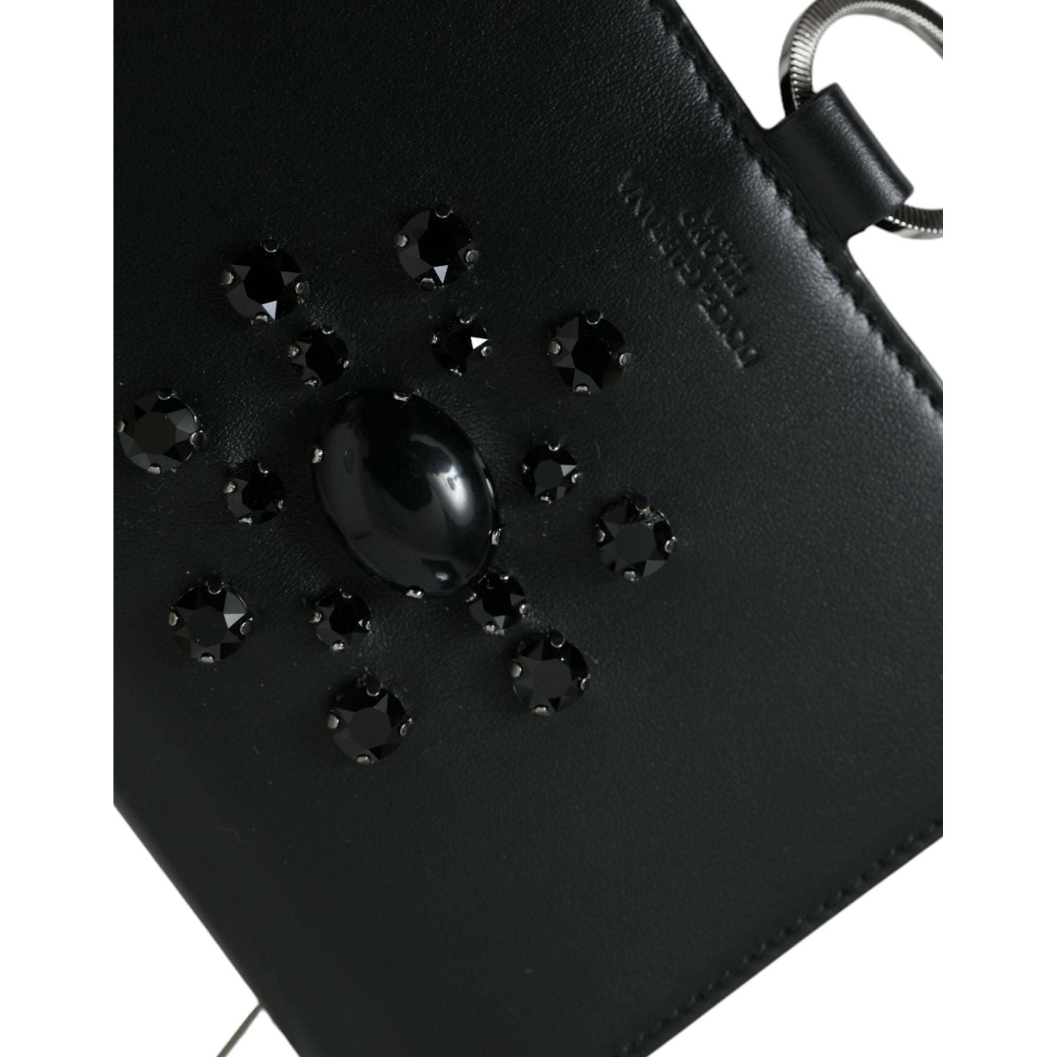 حامل بطاقات جلدي أنيق مزين بالكريستال من دولتشي آند غابانا