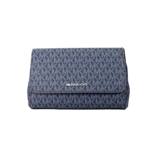 Michael Kors Jet Set Medium Navy Blue PVC Convertible Pouchette Crossbody Bag Michael Kors Dim Gray