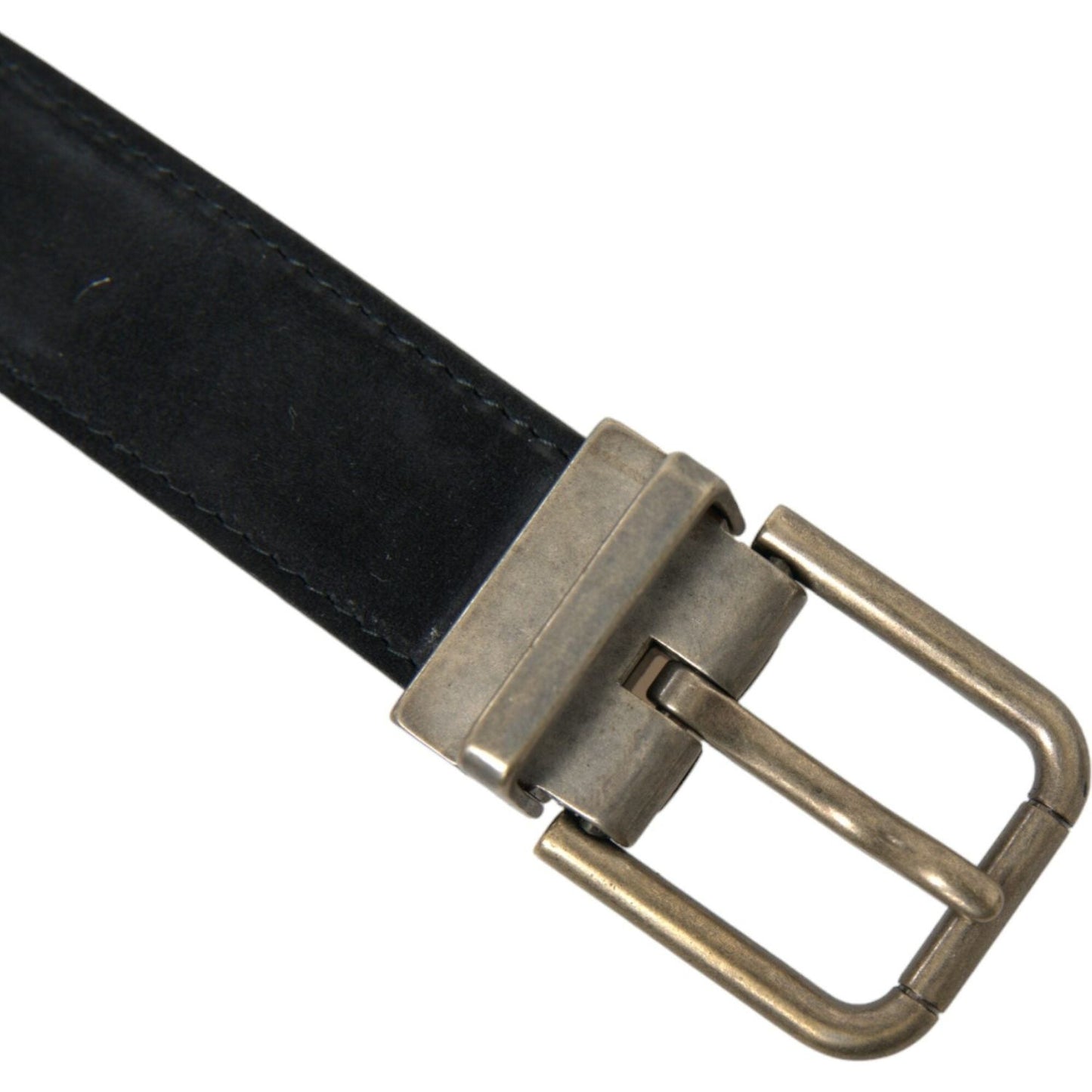 Dolce & Gabbana Black Suede Leather Gold Metal Buckle Belt