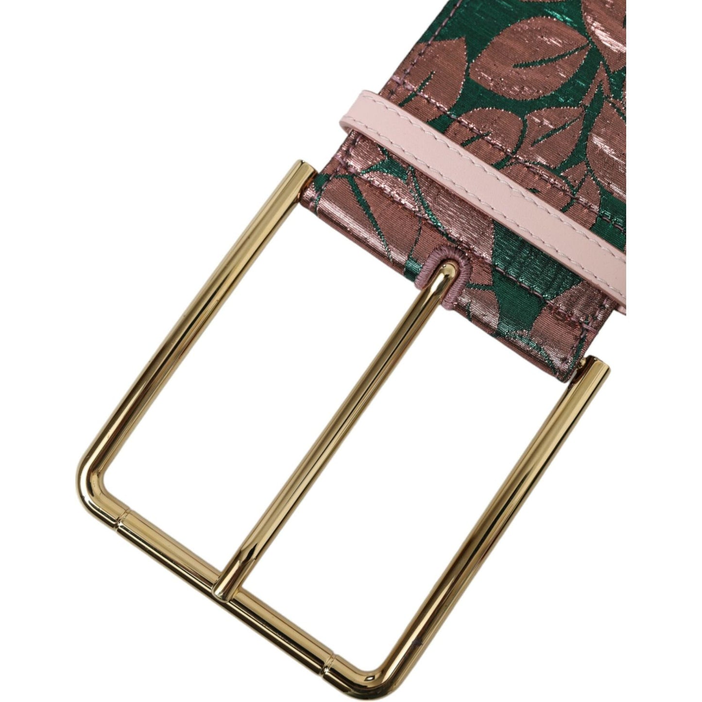 Dolce & Gabbana Multicolor Floral Jacquard Lurex Gold Buckle Belt