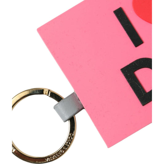 Dolce & Gabbana Pink Silicone DG Logo Gold Brass Keychain SMY101333
