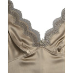 Dolce & Gabbana Brown Lace Trim V-neck Sleeveless Tank Top TSH84790-40
