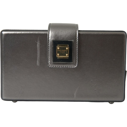 Dolce & Gabbana Metallic Gray Calfskin Leather DG BOX Shoulder Bag