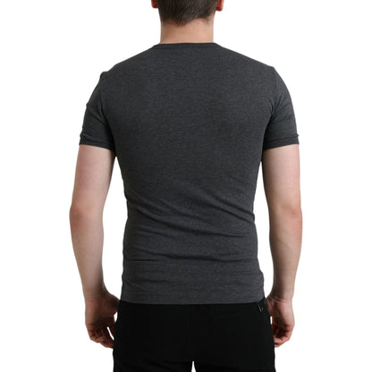 Dolce & Gabbana Dark Gray Cotton Crew Neck T-shirt