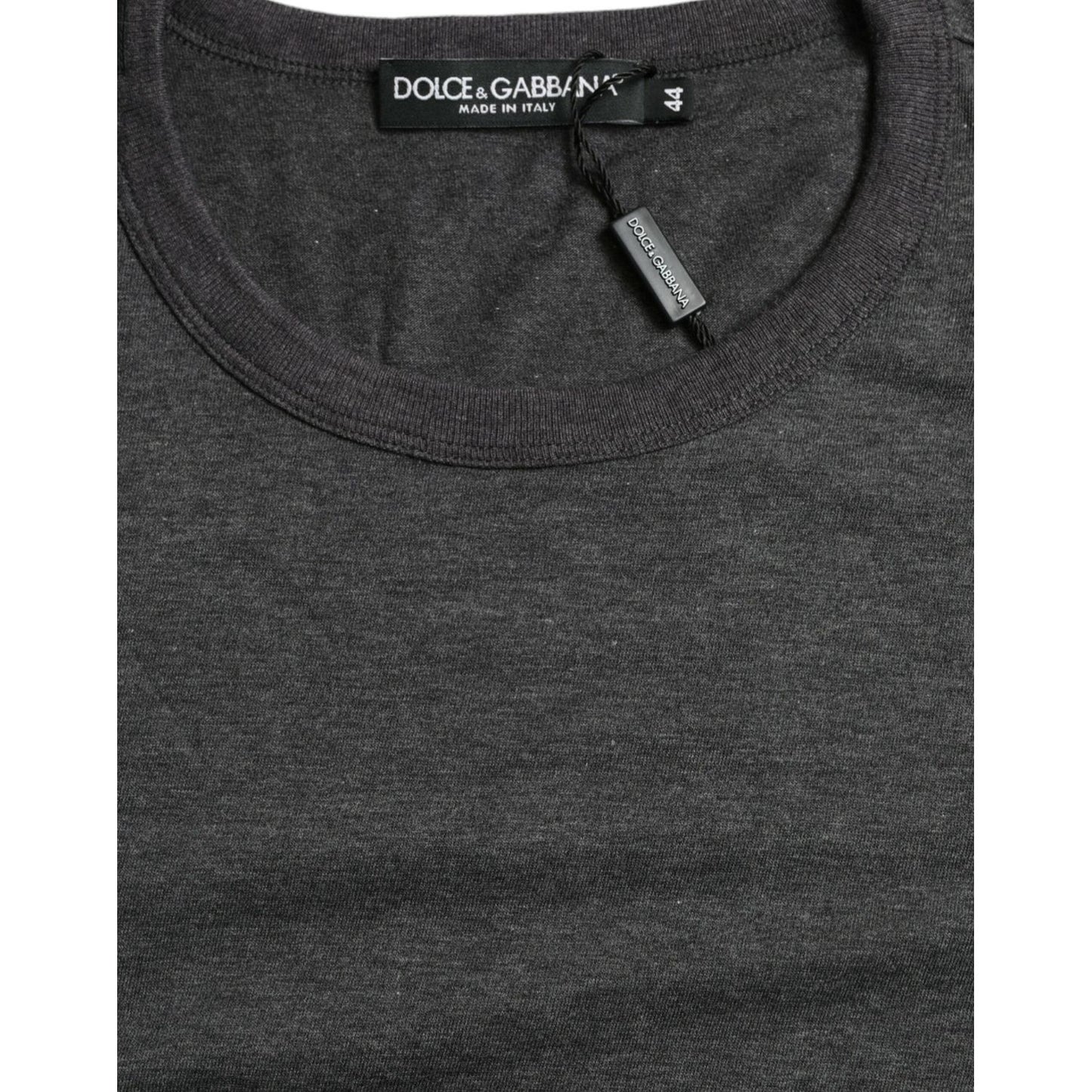 Dolce & Gabbana Dark Gray Cotton Crew Neck T-shirt