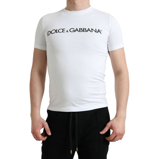 Dolce & Gabbana Elegant White Logo Crewneck Tee Dolce & Gabbana Light Gray