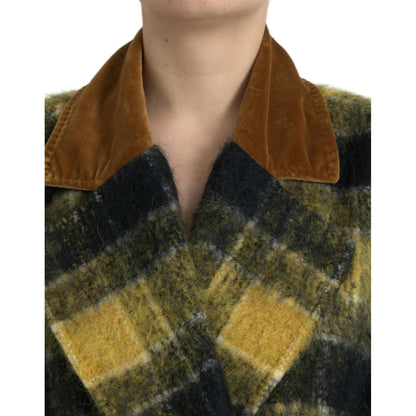 Dolce & Gabbana Yellow Checkered Long Sleeve Coat Jacket