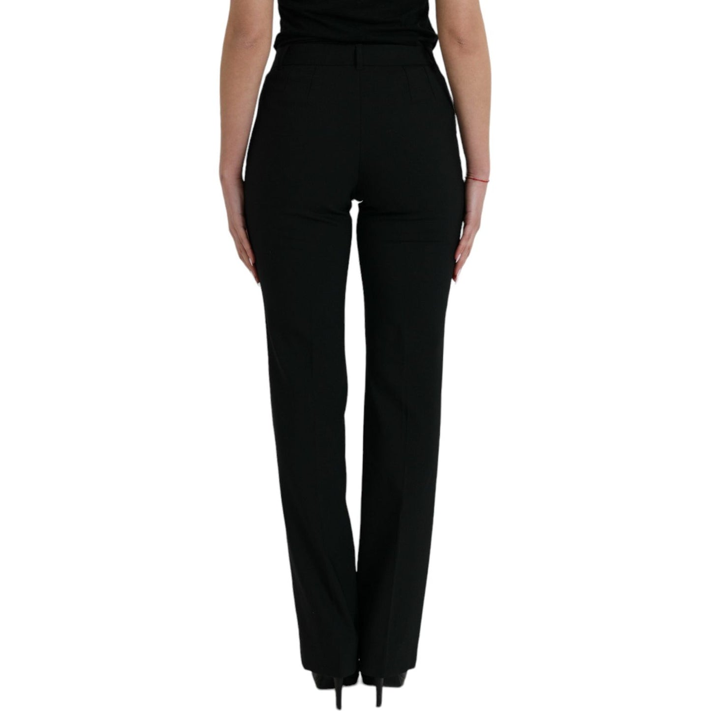Dolce & Gabbana Black Wool Mid Waist Tapered Pants PAN75092-38