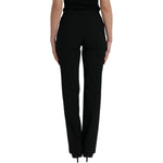 Dolce & Gabbana Black Wool Mid Waist Tapered Pants PAN75092-38