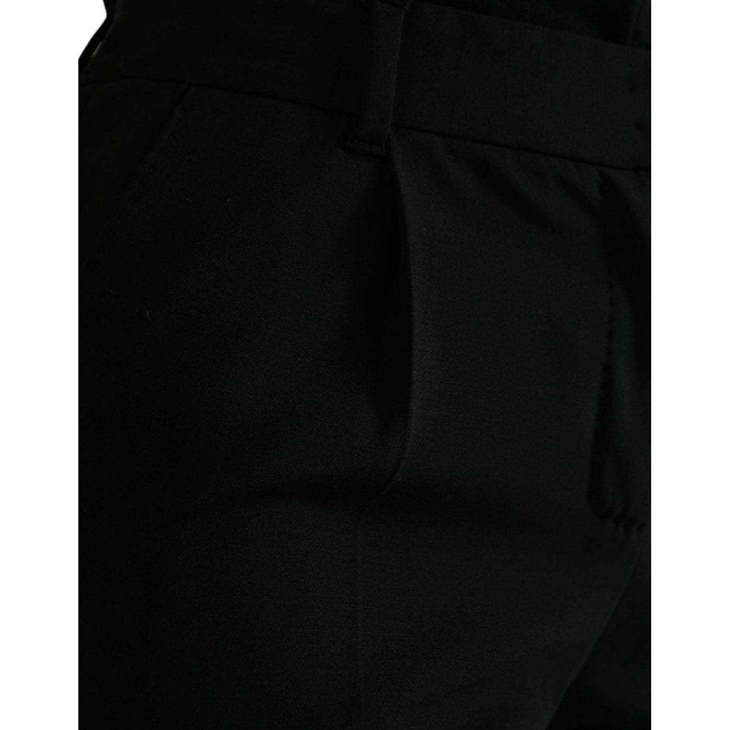 Dolce & Gabbana Black Wool Mid Waist Tapered Pants PAN75092-38