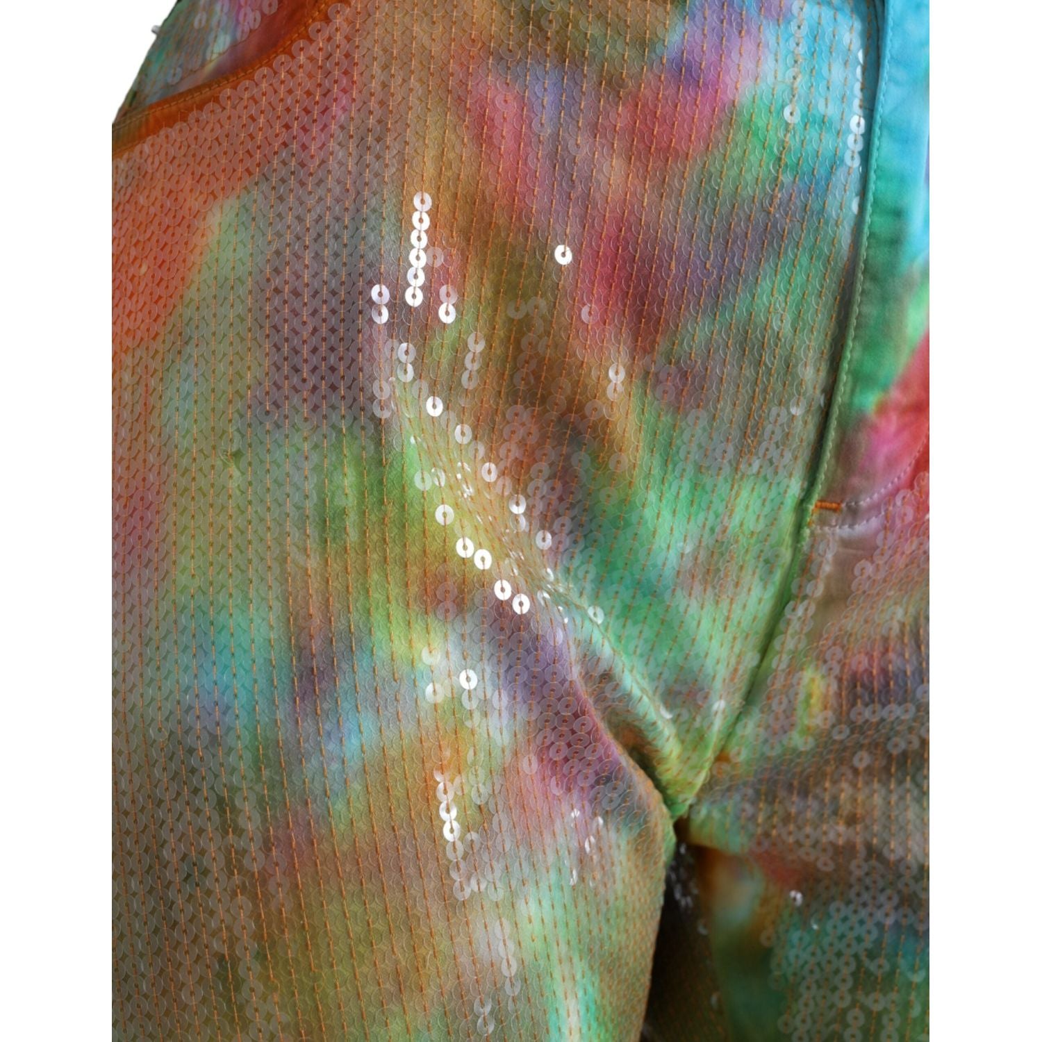 Dolce & Gabbana Multicolor Tie Dye Sequined High Waist Cropped Pants