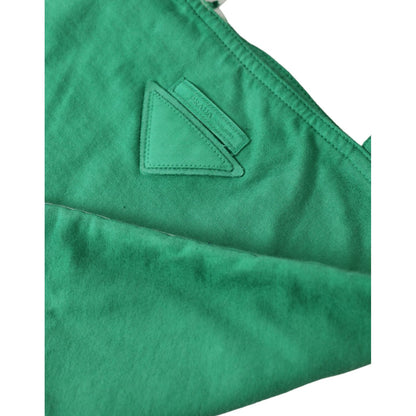 Prada Green Jersey Fabric Logo Shoulder Shopping Tote Shopping Bag