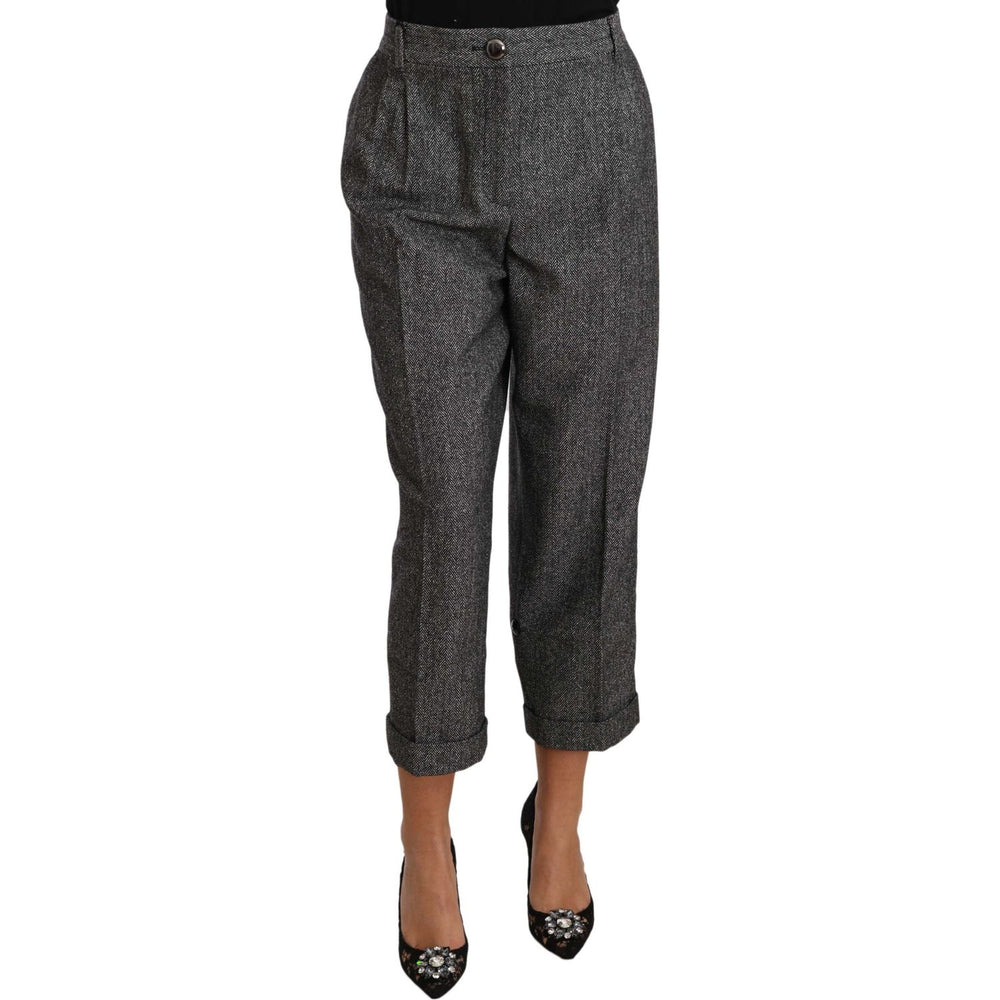 Dolce & Gabbana Gray Wool Pleated Cropped Trouser Pants PAN61337-50