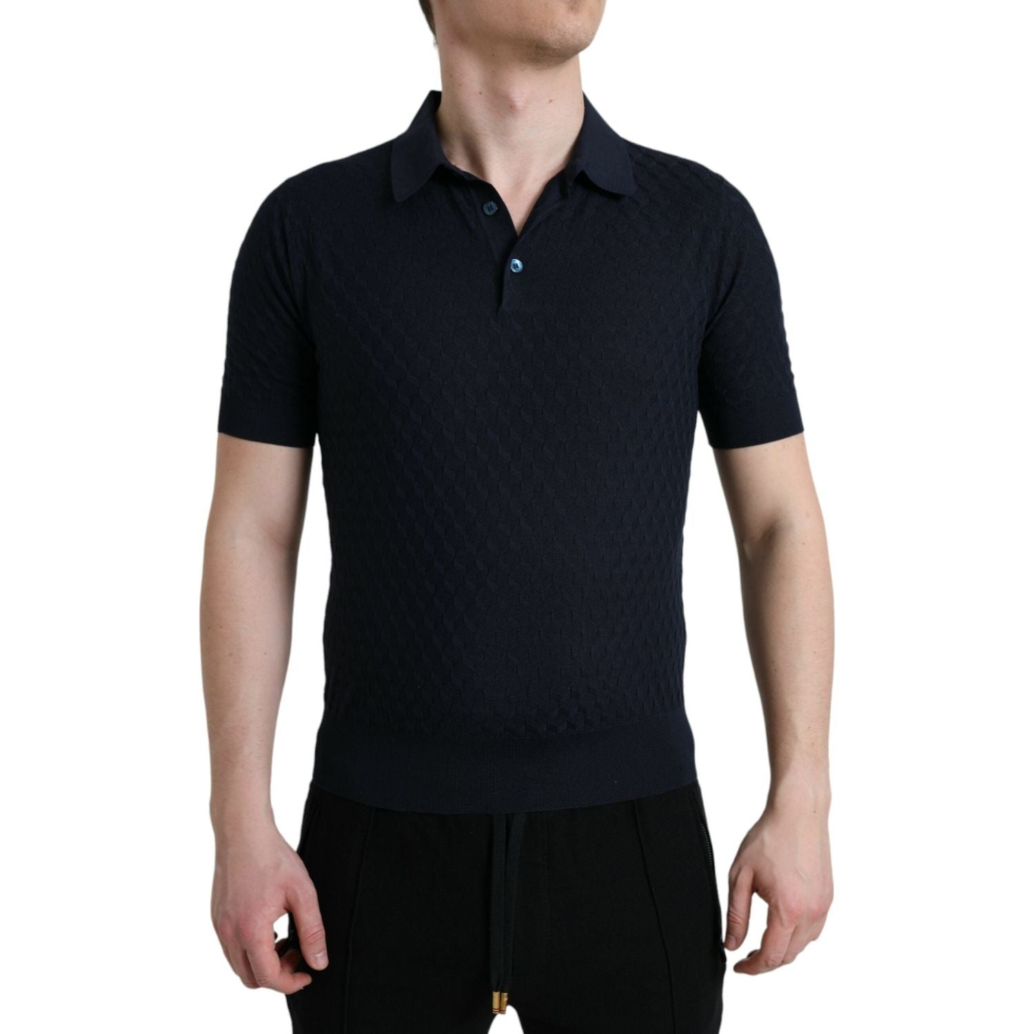 深蓝色领口短袖 Polo T 恤