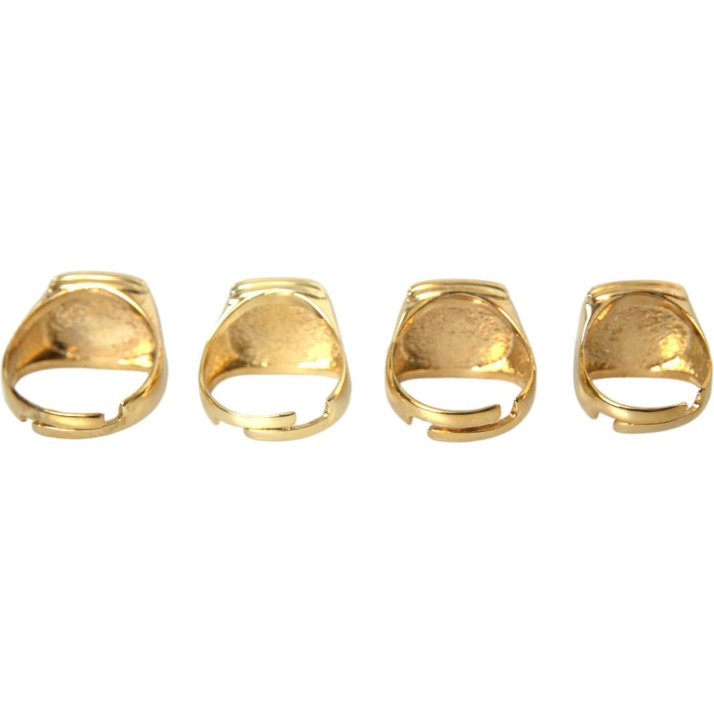 Dolce & Gabbana Gold Brass KING Enamel Set of 4 Ring Ring