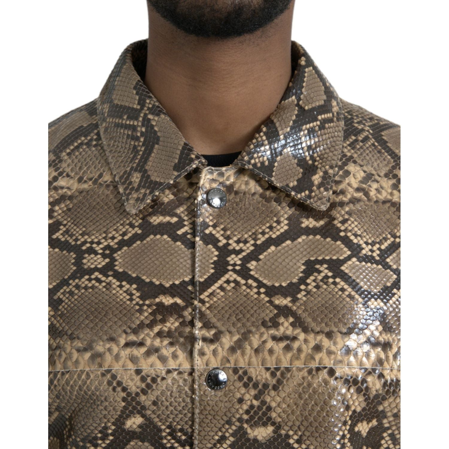 سترة بايكر بلوزون من الجلد الفاخر باللون البيج من دولتشي آند غابانا