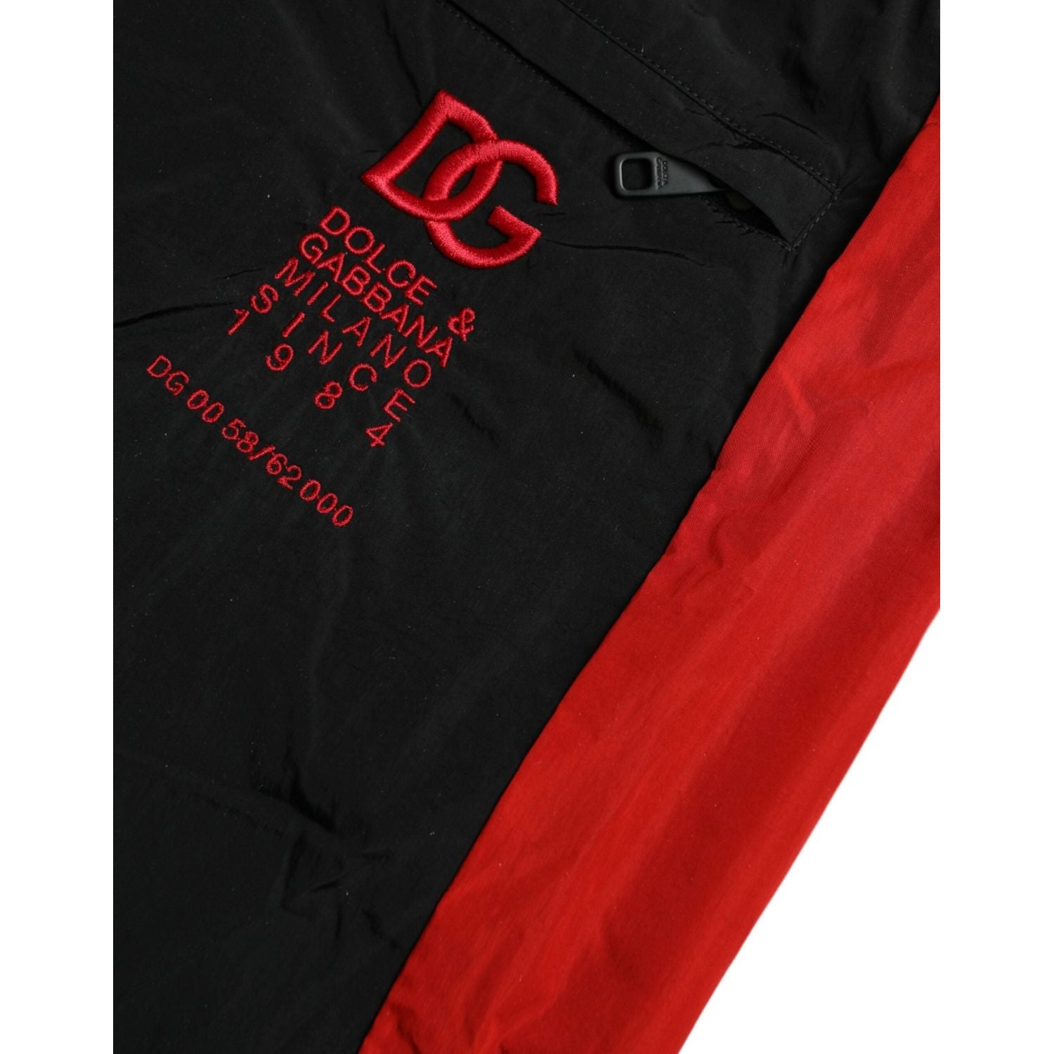 黑红色豹纹尼龙慢跑裤