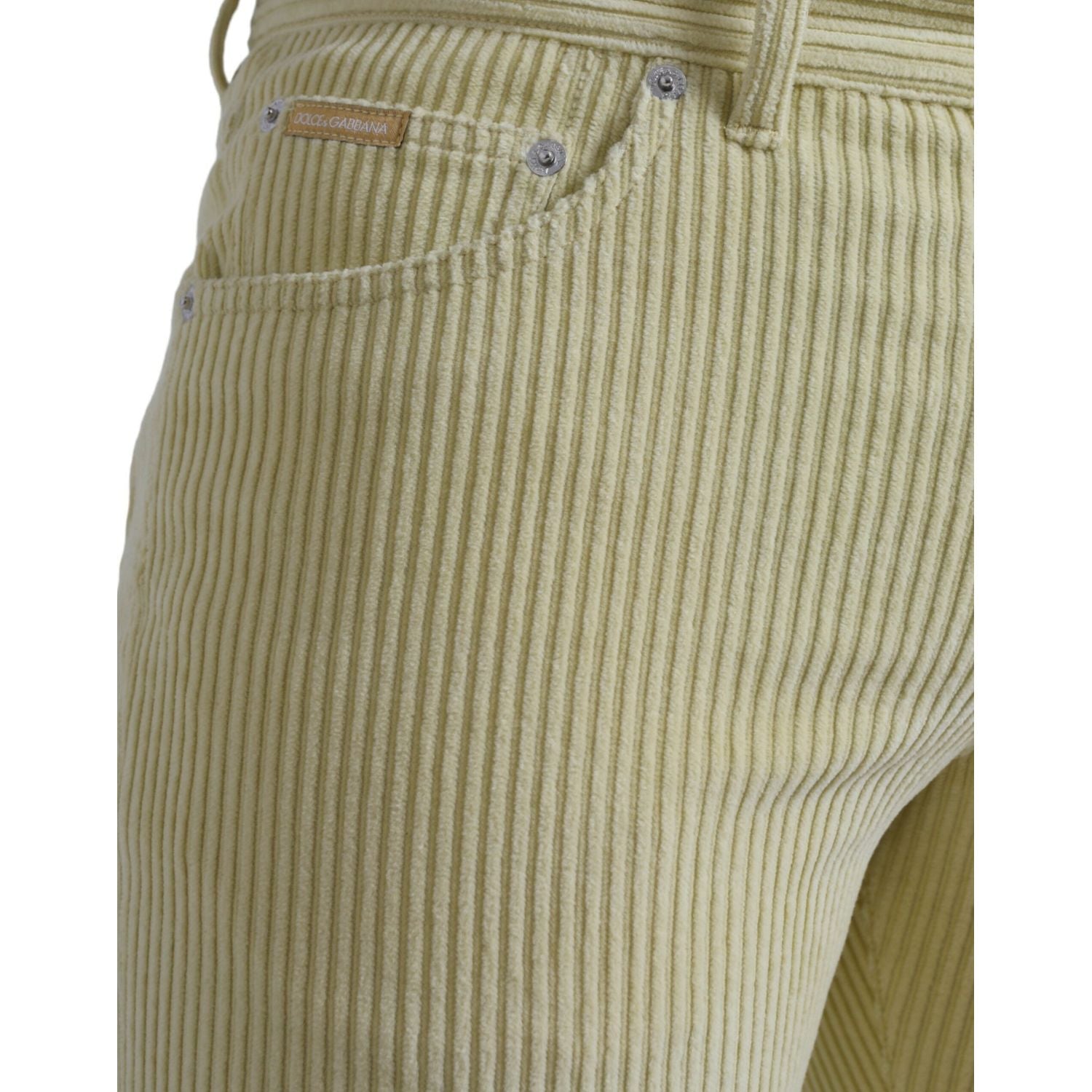 黄色灯芯绒徽标牌紧身牛仔裤