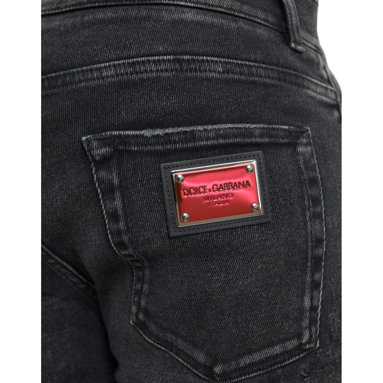 灰色棉质弹力紧身牛仔裤