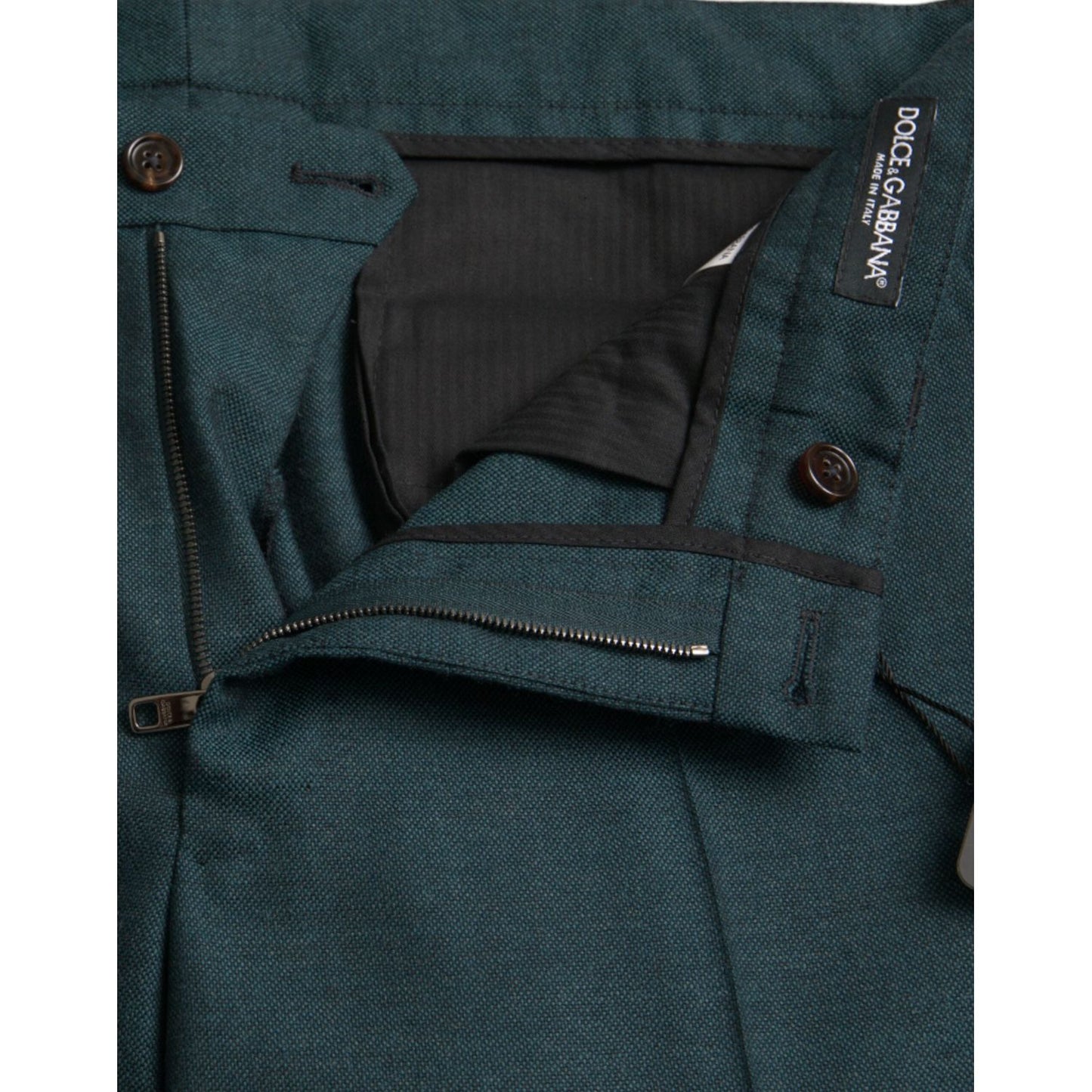 Dolce & Gabbana Green Wool Skinny Slim Dress Pants