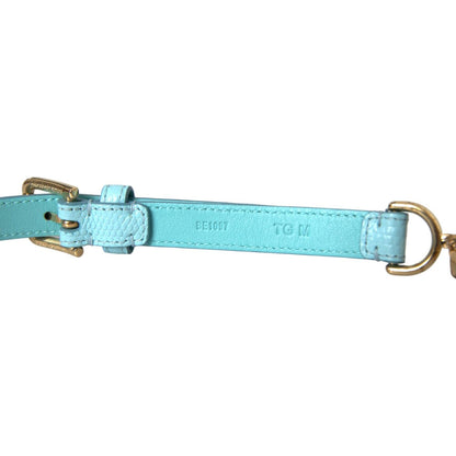 Dolce & Gabbana Light Blue Leather Crystal Chain Waist Belt