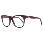 Emilio Pucci Burgundy Women Glasses Frame in full-rim plastic with demo lenses and branded case, stylish round design.