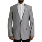 Dolce & Gabbana Gray Wool Peak Single Breasted Coat Blazer JKT4028-54