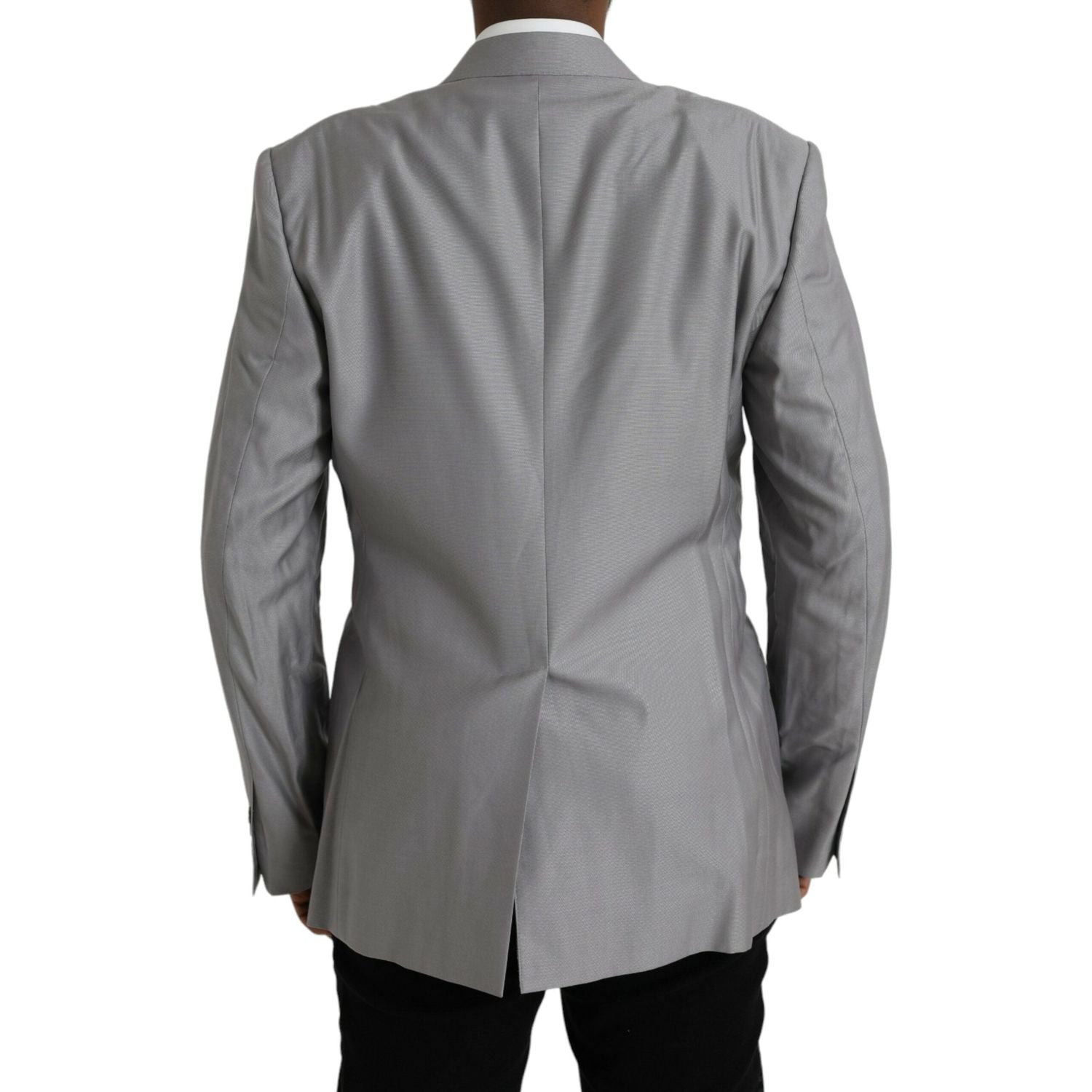 灰色羊毛单排扣大衣