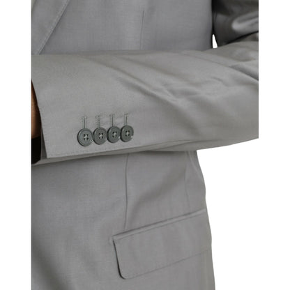 Dolce & Gabbana Gray Wool Peak Single Breasted Coat Blazer