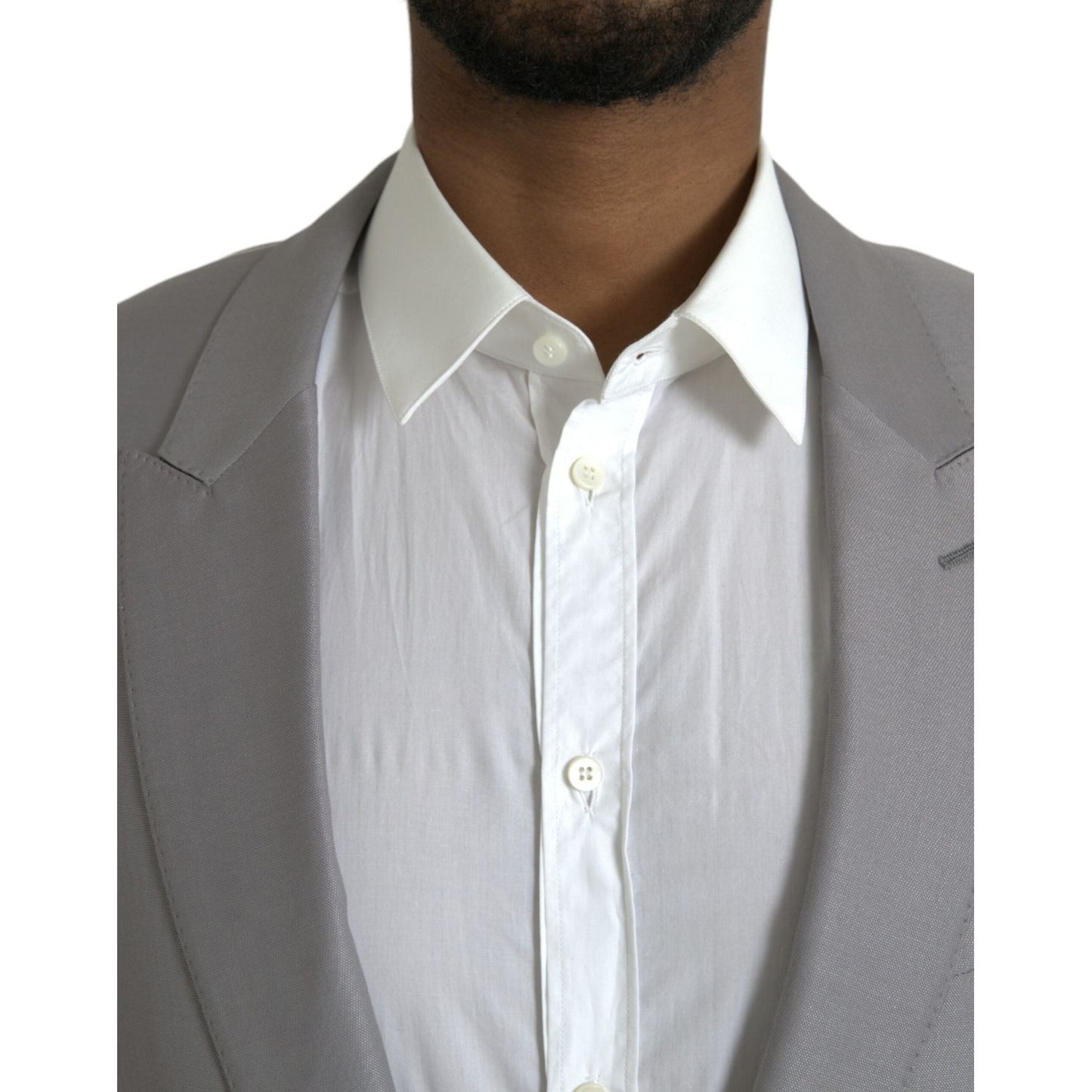 Dolce & Gabbana Gray Wool Peak Single Breasted Coat Blazer JKT4037-52