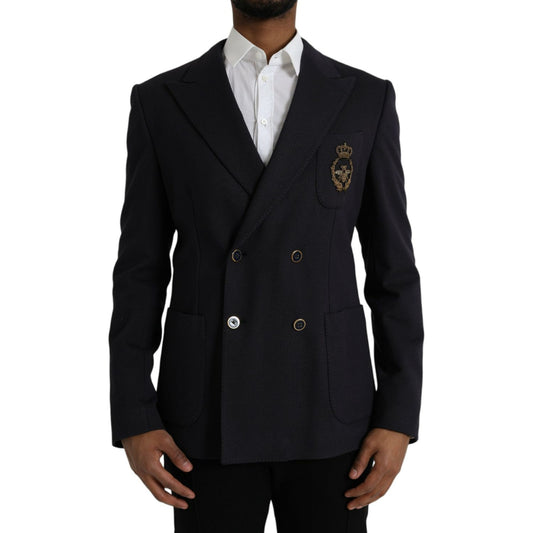 Dolce & Gabbana Dark Blue Crown Bee Double Breasted Blazer Dolce & Gabbana Black
