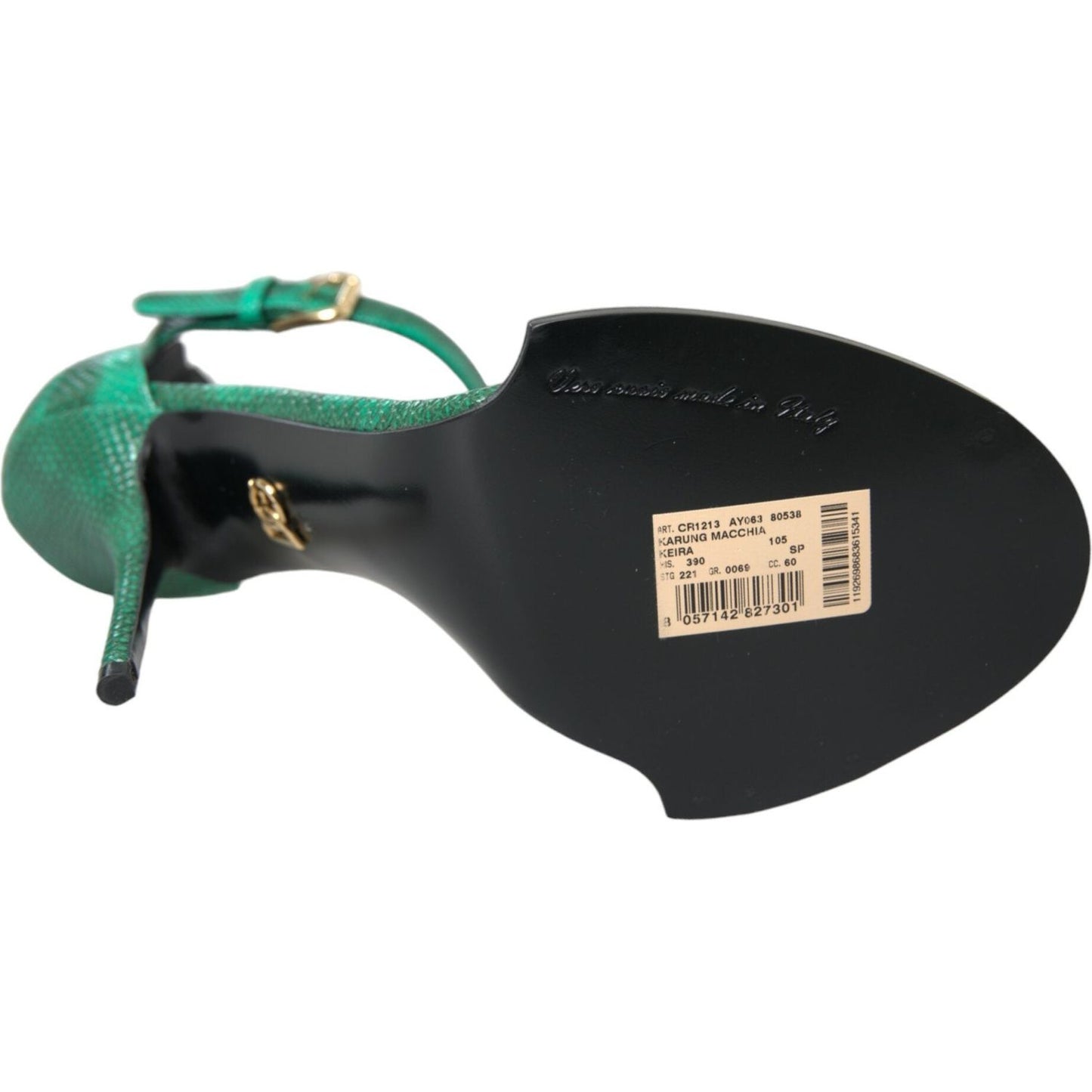 Dolce & Gabbana Green Exotic Leather Crystal Sandals Shoes LA10579-39