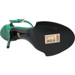 Dolce & Gabbana Green Exotic Leather Crystal Sandals Shoes LA10579-39