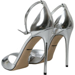 Dolce & Gabbana Silver KEIRA Leather Heels Sandals Shoes LA10711-40
