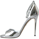 Dolce & Gabbana Silver KEIRA Leather Heels Sandals Shoes LA10711-40