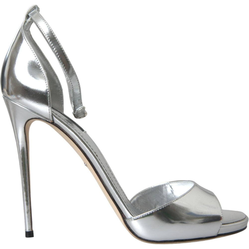 Dolce & Gabbana Silver KEIRA Leather Heels Sandals Shoes LA10711-40