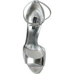 Dolce & Gabbana Silver KEIRA Leather Heels Sandals Shoes LA10711-40