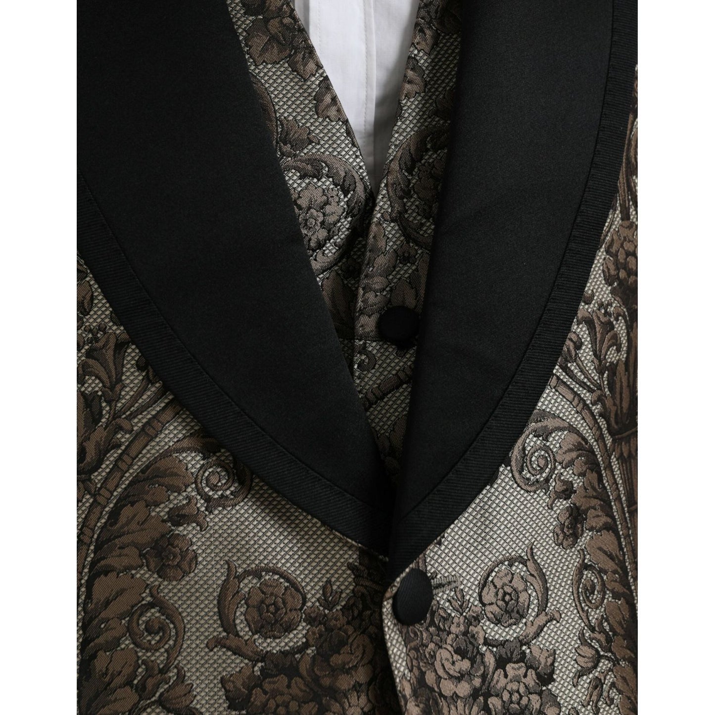 Dolce & Gabbana Brown Floral Jacquard Formal 3 Piece Suit KOS2220-54