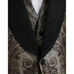 Dolce & Gabbana Brown Floral Jacquard Formal 3 Piece Suit KOS2220-54