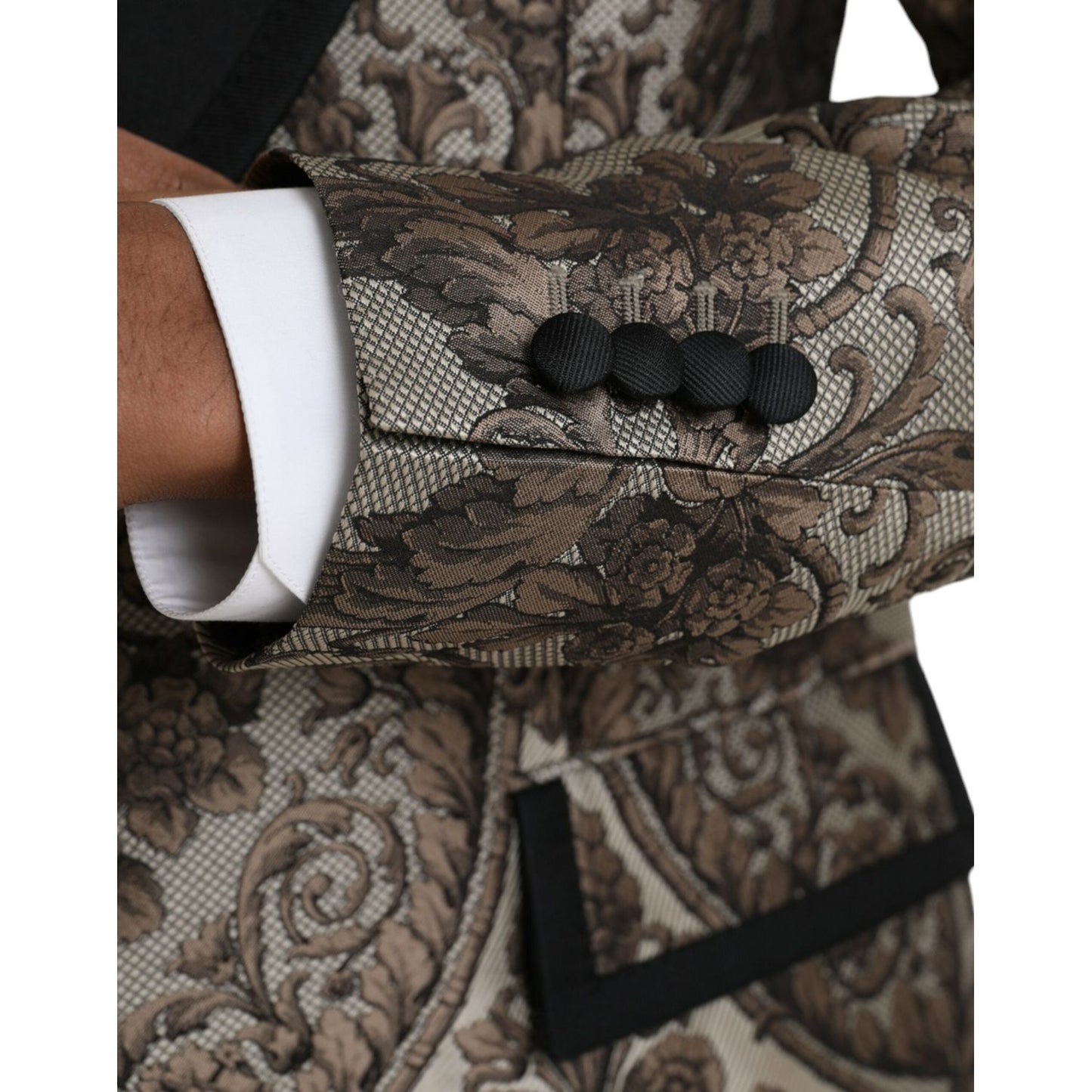 Dolce & Gabbana Brown Floral Jacquard Formal 3 Piece Suit KOS2220-54