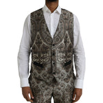 Dolce & Gabbana Brown Floral Jacquard Formal 3 Piece Suit KOS2220-54
