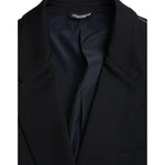 Dolce & Gabbana Black Wool Single Breasted Coat Blazer KOS2243-44