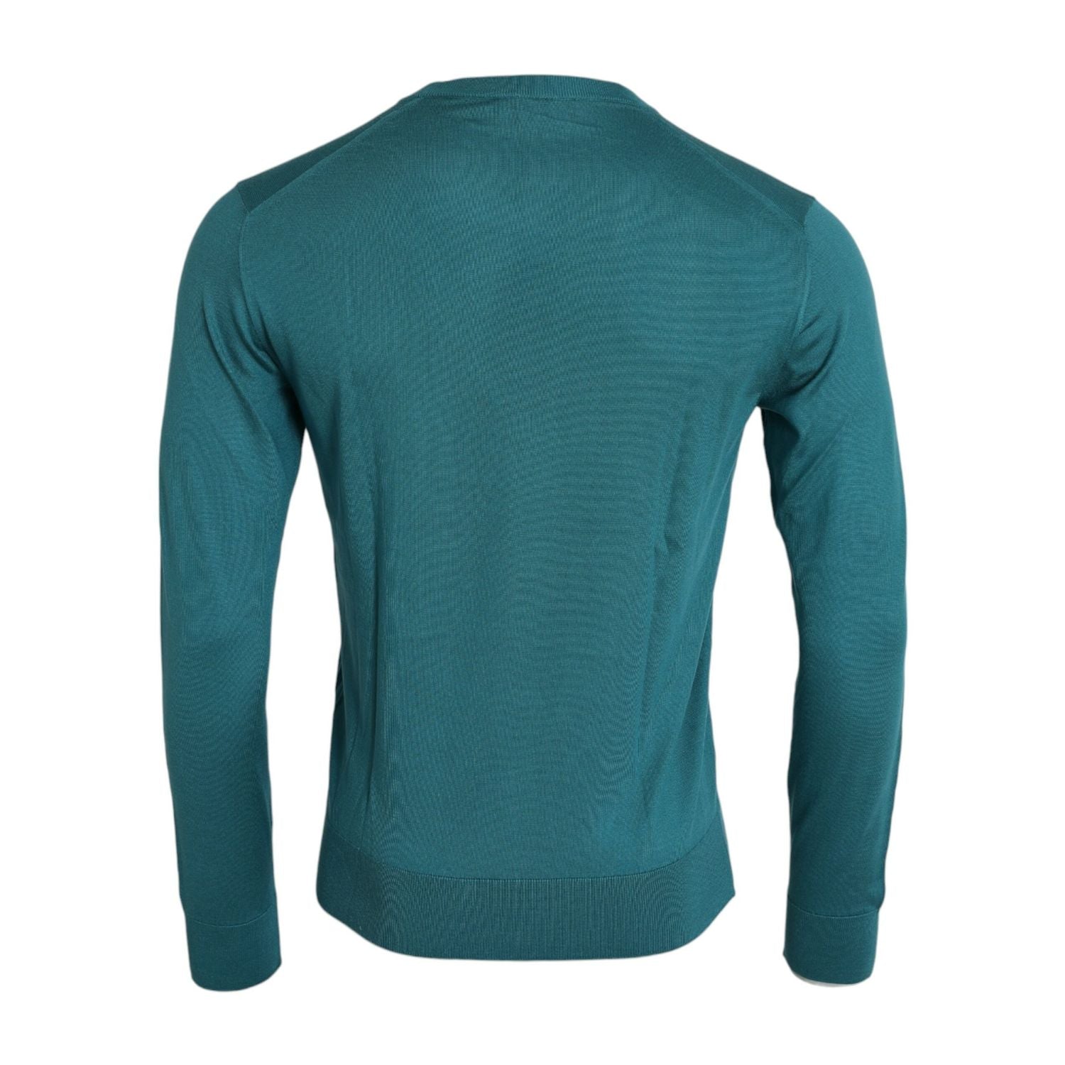 Dolce & Gabbana Dark Green Silk Crew Neck Pullover Sweater