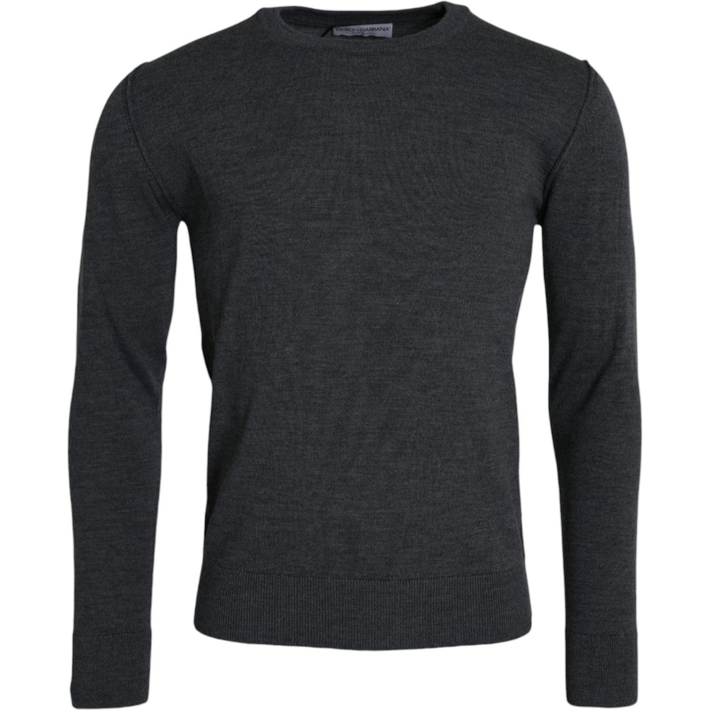 Dolce & Gabbana Dark Gray Wool Crew Neck Pullover Sweater