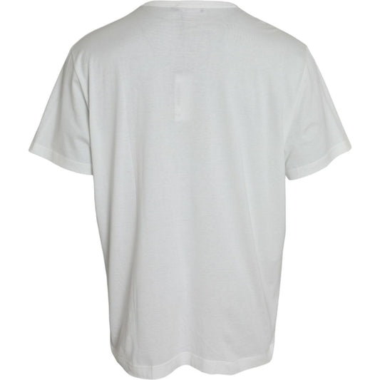 Dolce & Gabbana White Logo Embossed Cotton Crewneck T-shirt Dolce & Gabbana Light Gray