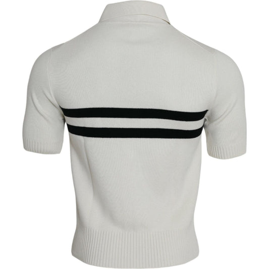 Dolce & Gabbana White DG Logo Collared Henley Shirt T-shirt Dolce & Gabbana Gray