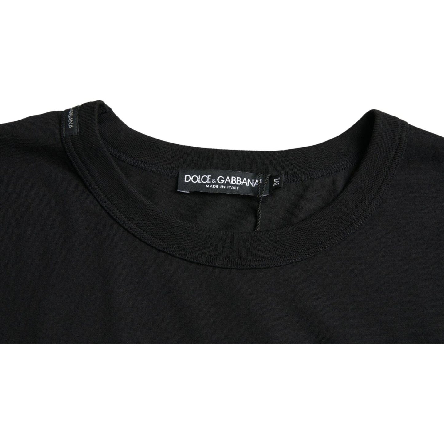 Dolce & Gabbana Black Logo Embossed Crew Neck Short Sleeves T-shirt
