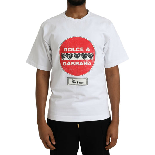 Dolce & Gabbana White Amor Heart Cotton Crewneck Short Sleeve T-shirt Dolce & Gabbana Light Gray